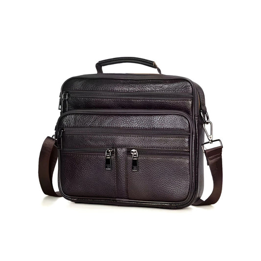 CarryQuest® - Heren Lederen Schoudertas - Messenger Bag - Lederen Handtassen - Donkere koffie