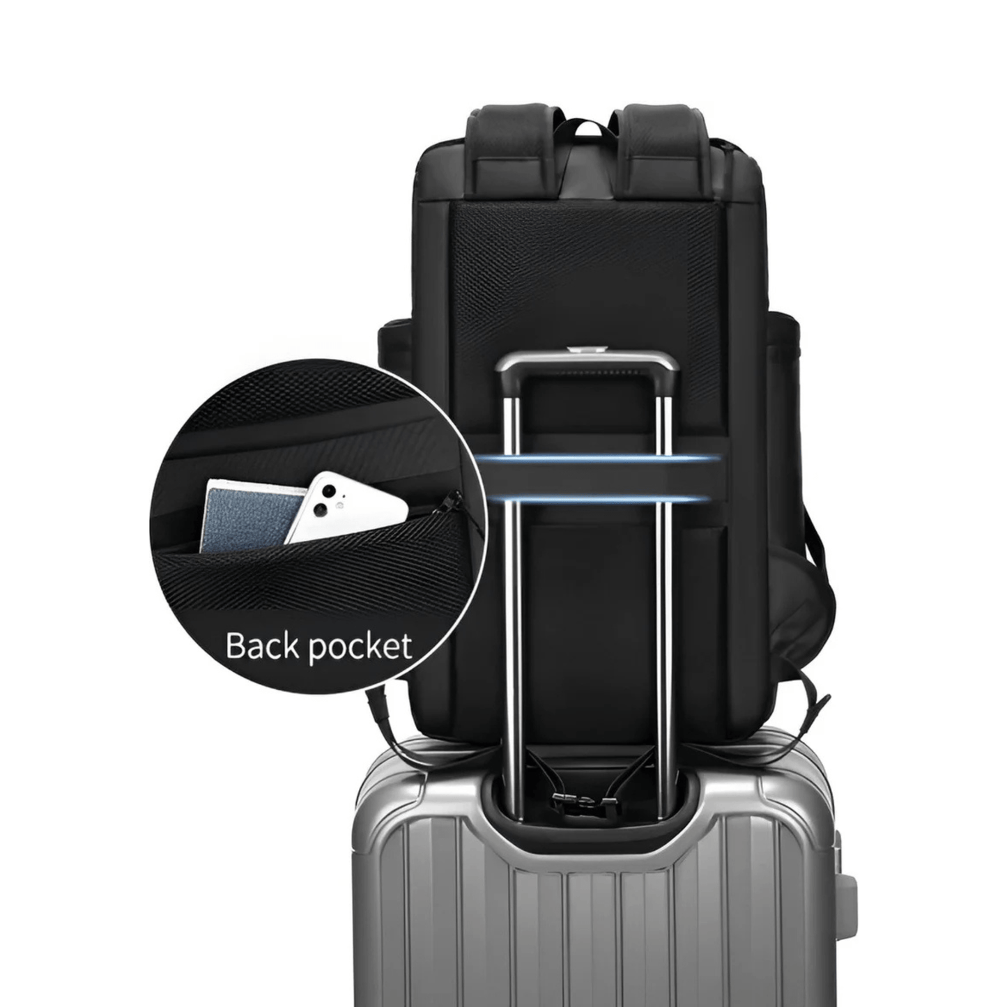 CarryQuest® - Heren Reistas Rugzak - 50L Capaciteit + USB - Laptoprugzak - ZwartCarryQuestsimple