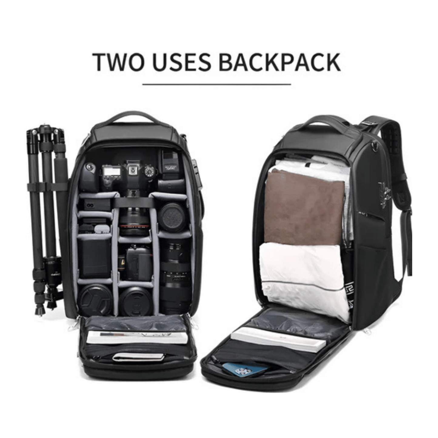 CarryQuest® - Heren Reistas SLR Camerarugzak - 40L - Geschikt voor 17" Laptop - Laptop Rugzak - ZwartCarryQuestsimple