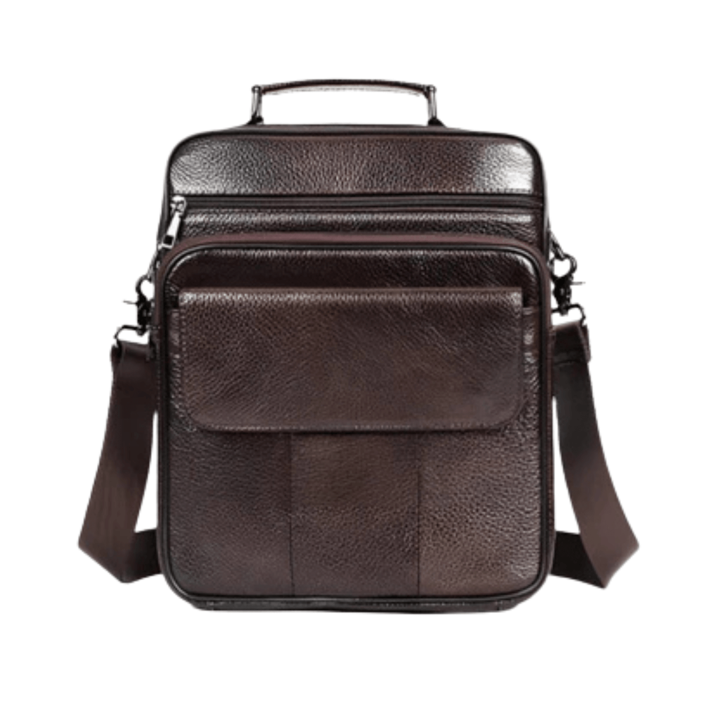 CarryQuest® - Heren Schoudertas - Casual crossbody messenger van leer - KoffeeCarryQuestsimple