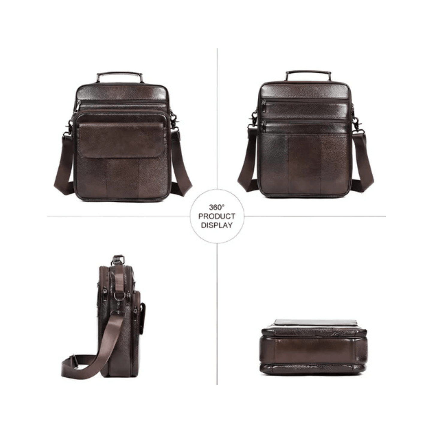 CarryQuest® - Heren Schoudertas - Casual crossbody messenger van leer - ZwartCarryQuestsimple