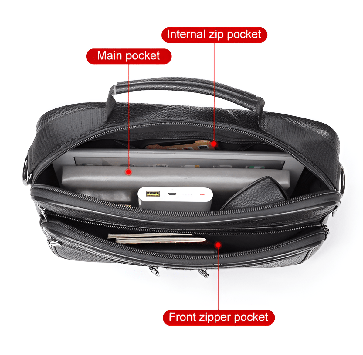 CarryQuest® - Heren Schoudertas - Echt Rundleder - Grote Rits Messenger Bag - 5 kleurenCarryQuestSchoudertas Heren