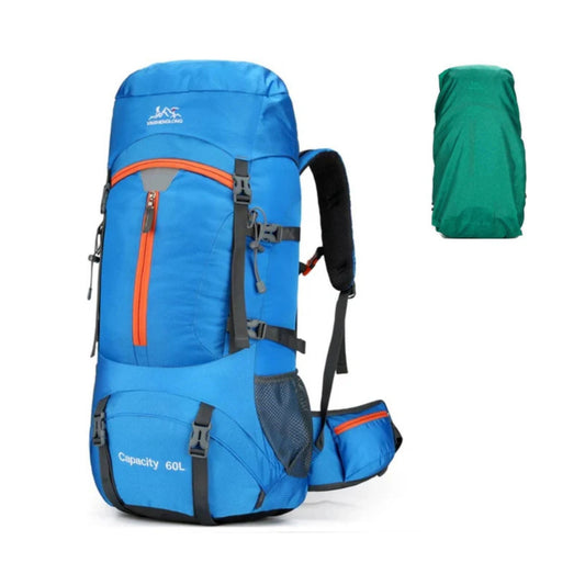CarryQuest® - Hiking - rugzak 60L - Klimmen - Wandelen - Kamperen - Rugzak met Regenhoes - Blauw