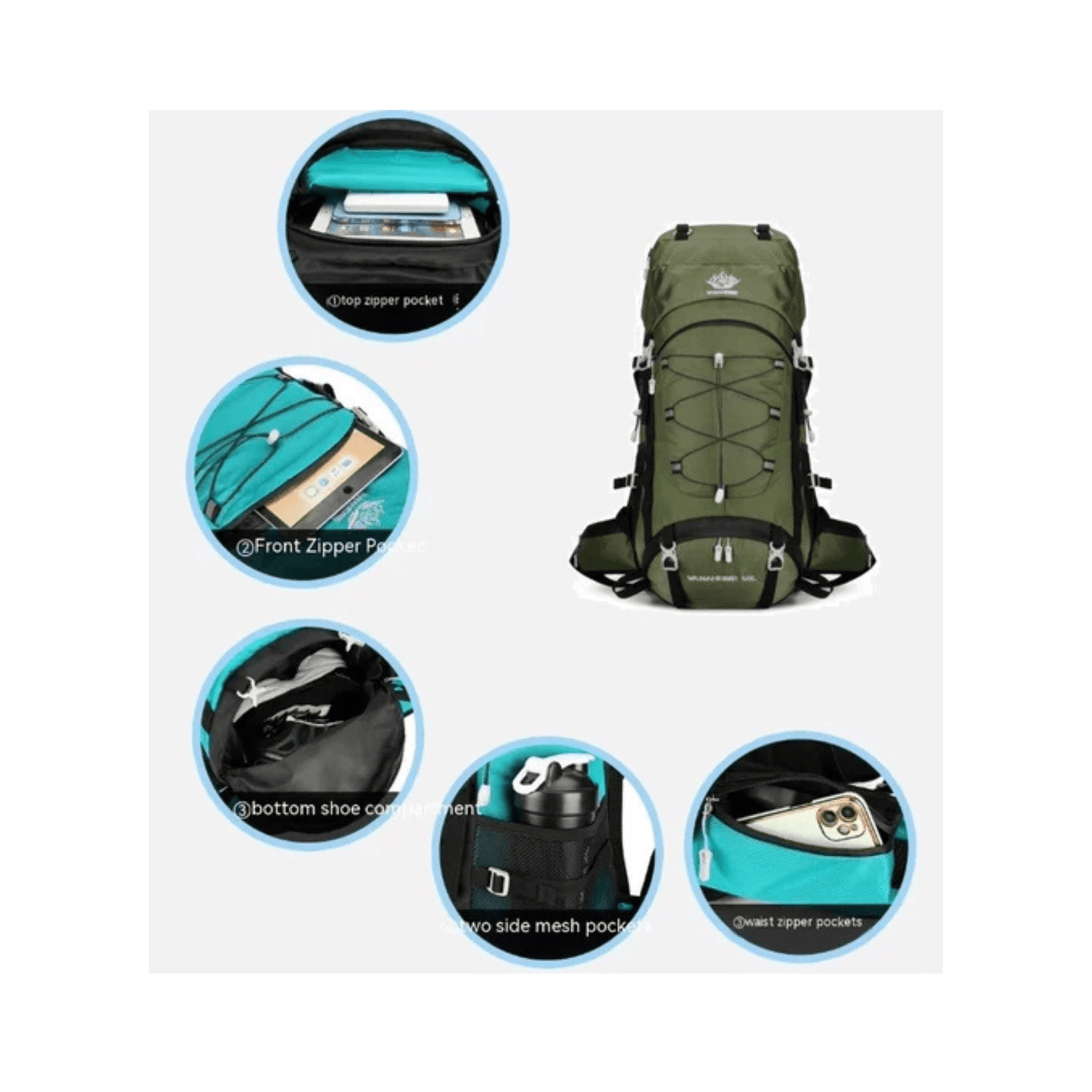 CarryQuest® - Hydratatie rugzak - Schoen - 65L - GroenCarryQuestsimple