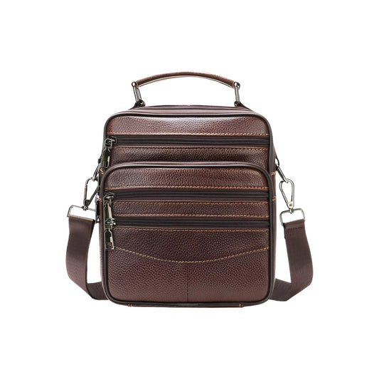 CarryQuest® - Koehuid Schoudertas Heren - Handtassen - Crossbody Tas - Bruin