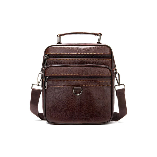 CarryQuest® - Koehuid Schoudertas Heren - Handtassen - Crossbody Tas - Bruin