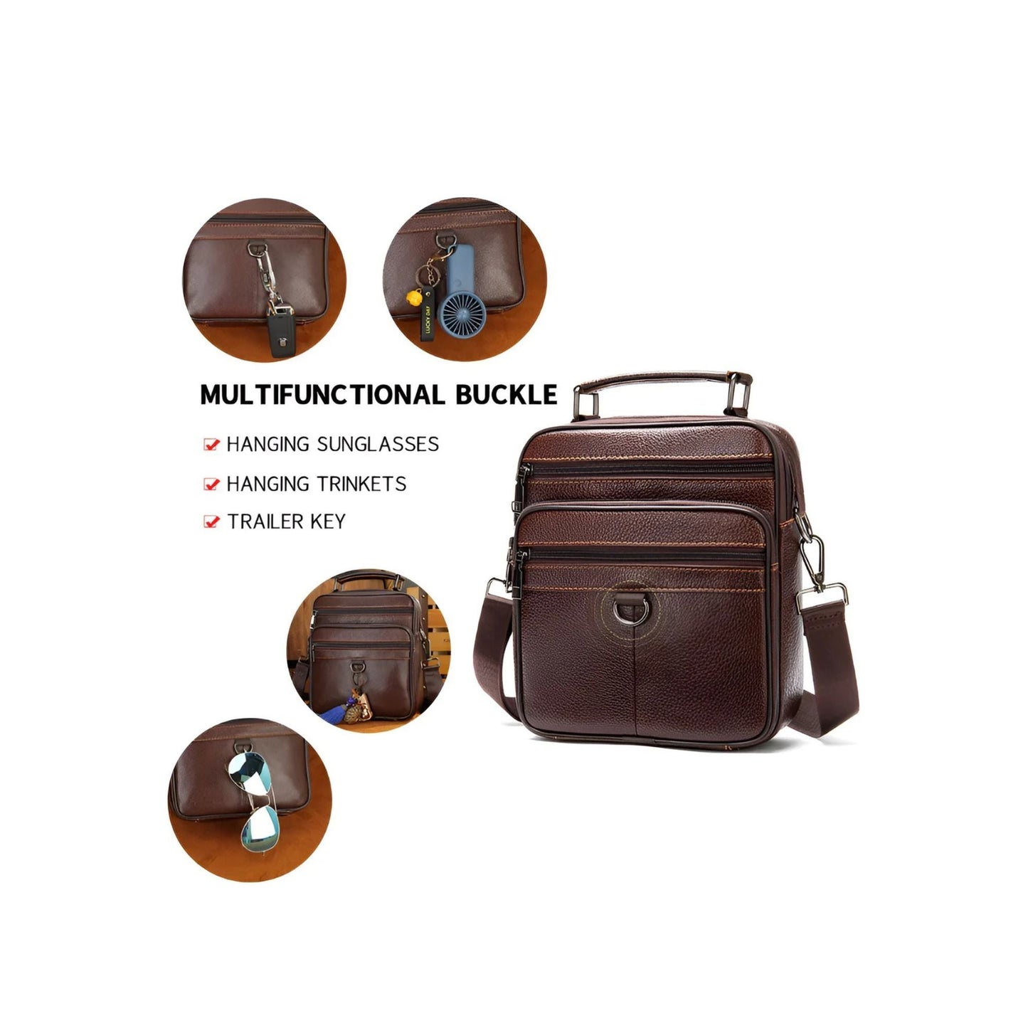 CarryQuest® - Koehuid Schoudertas Heren - Handtassen - Crossbody Tas - KoffieCarryQuestsimple