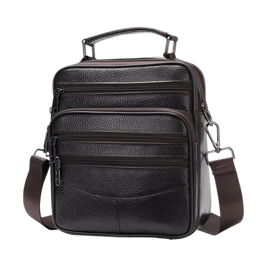 CarryQuest® - Koehuid Schoudertas Heren - Handtassen - Crossbody Tas - Koffie