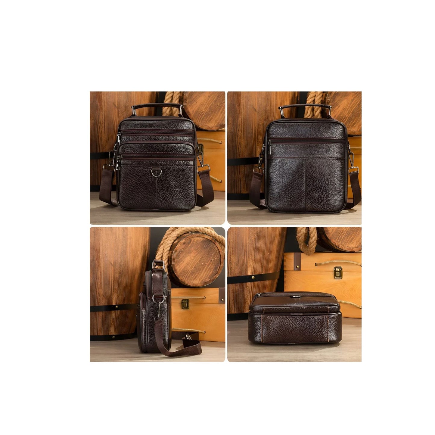 CarryQuest® - Koehuid Schoudertas Heren - Handtassen - Crossbody Tas - KoffieCarryQuestsimple