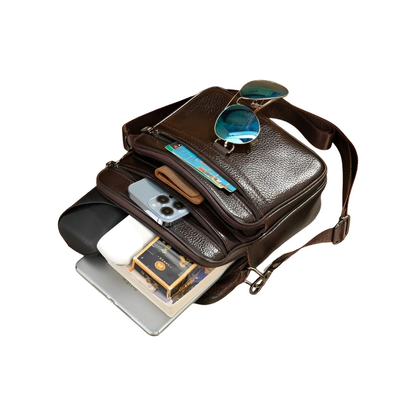 CarryQuest® - Koehuid Schoudertas Heren - Handtassen - Crossbody Tas - KoffieCarryQuestsimple