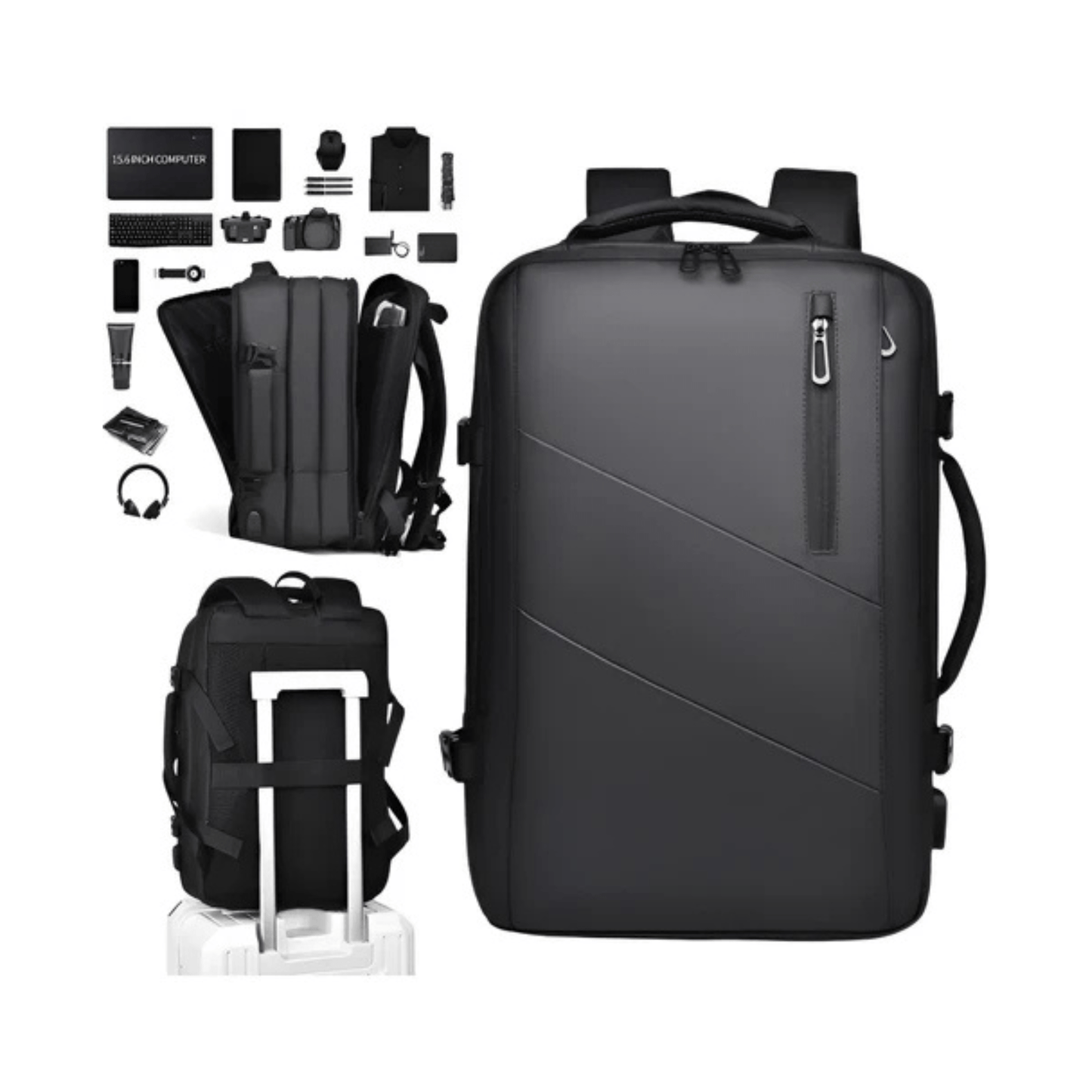 CarryQuest® - Laptop Rugzak - Reistas - Weekendtas - Laptopvak + Grote Capaciteit - ZwartCarryQuestsimple