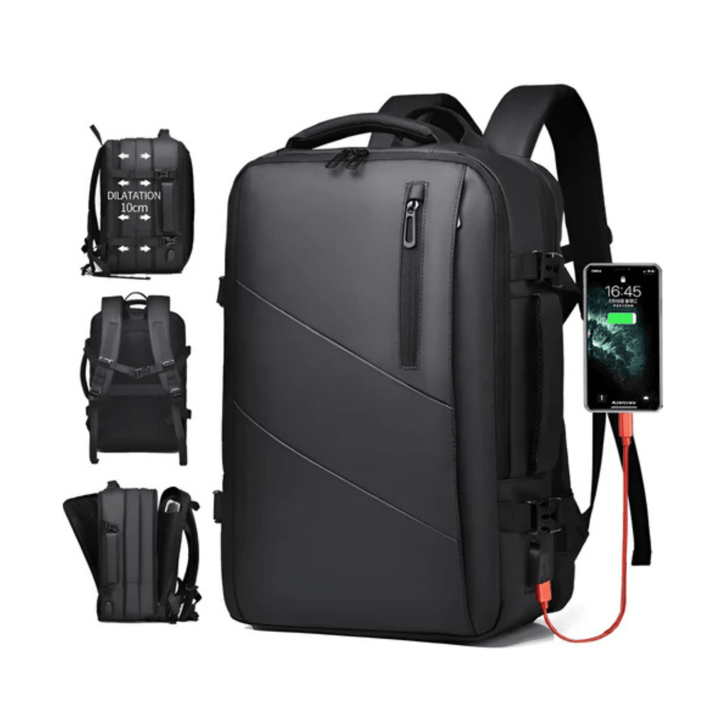 CarryQuest® - Laptop Rugzak - Reistas - Weekendtas - Laptopvak + Grote Capaciteit - ZwartCarryQuestsimple