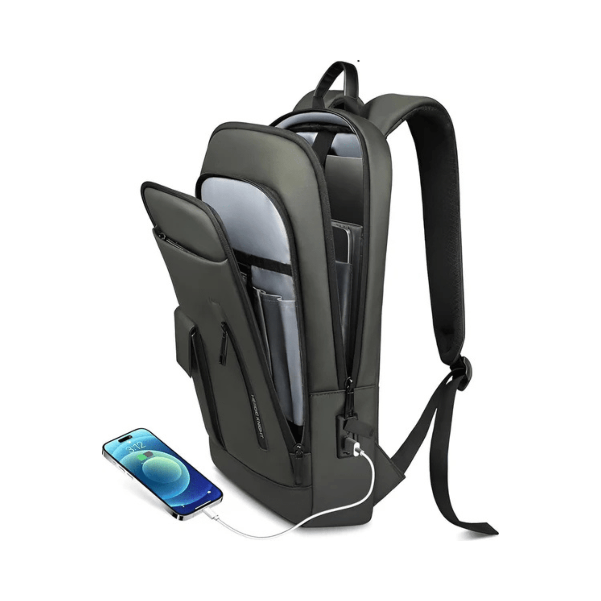 CarryQuest® - Laptop Rugzak voor Mannen - 15.6" Laptoptas - Waterdicht - USB - Oplaadpoort - Groen