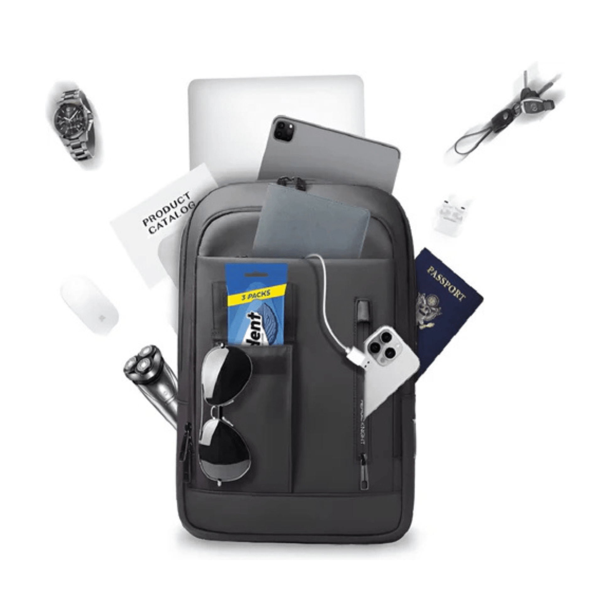 CarryQuest® - Laptop Rugzak voor Mannen - 15.6" Laptoptas - Waterdicht - USB - Oplaadpoort - Groen