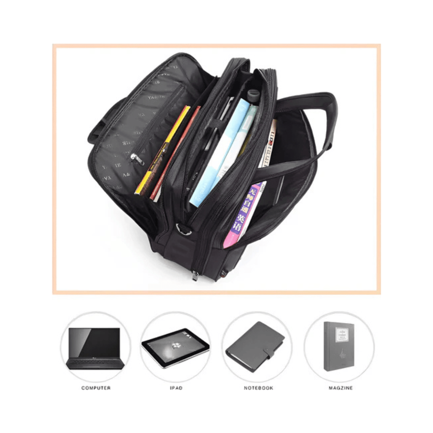 CarryQuest® - Laptoptas - Waterdicht Oxford Doek - Geschikt voor 15 inch Laptops - Zwart