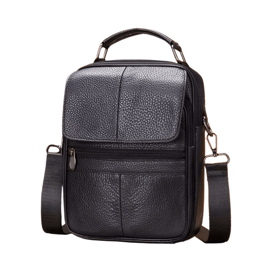 CarryQuest® - Lederen Crossbody Bag - Verstelbare Schouderband - Echt Leder - Zwart