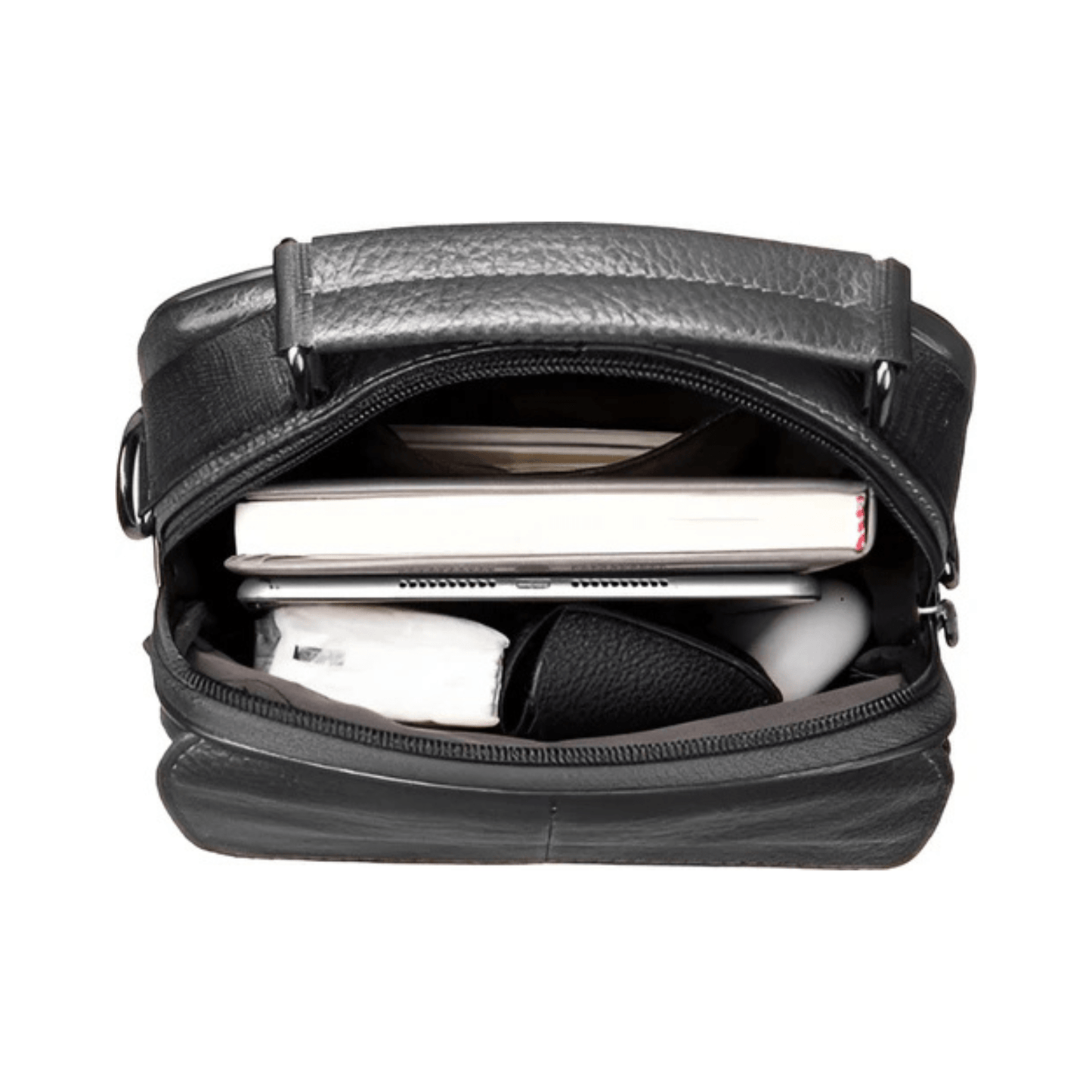 CarryQuest® - Lederen Crossbody Bag - Verstelbare Schouderband - Echt Leder - ZwartCarryQuestsimple