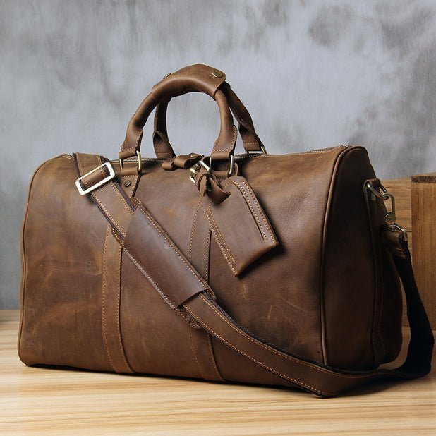 CarryQuest® Lederen Weekender Bag – Ruim & Duurzaam – 45x29x22cm/60x34x31cm – HerenCarryQuestReis - /Weekendtas03
