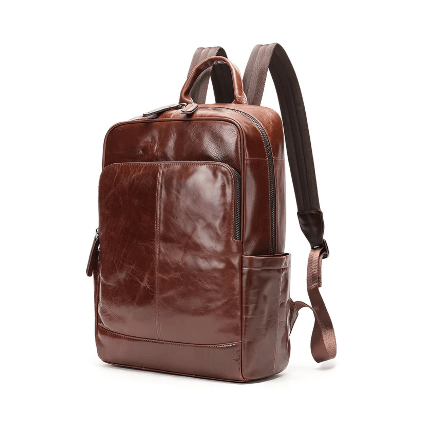 CarryQuest® - Leren Heren Schoudertas - Computertas - Satchelrugzak - Koffie