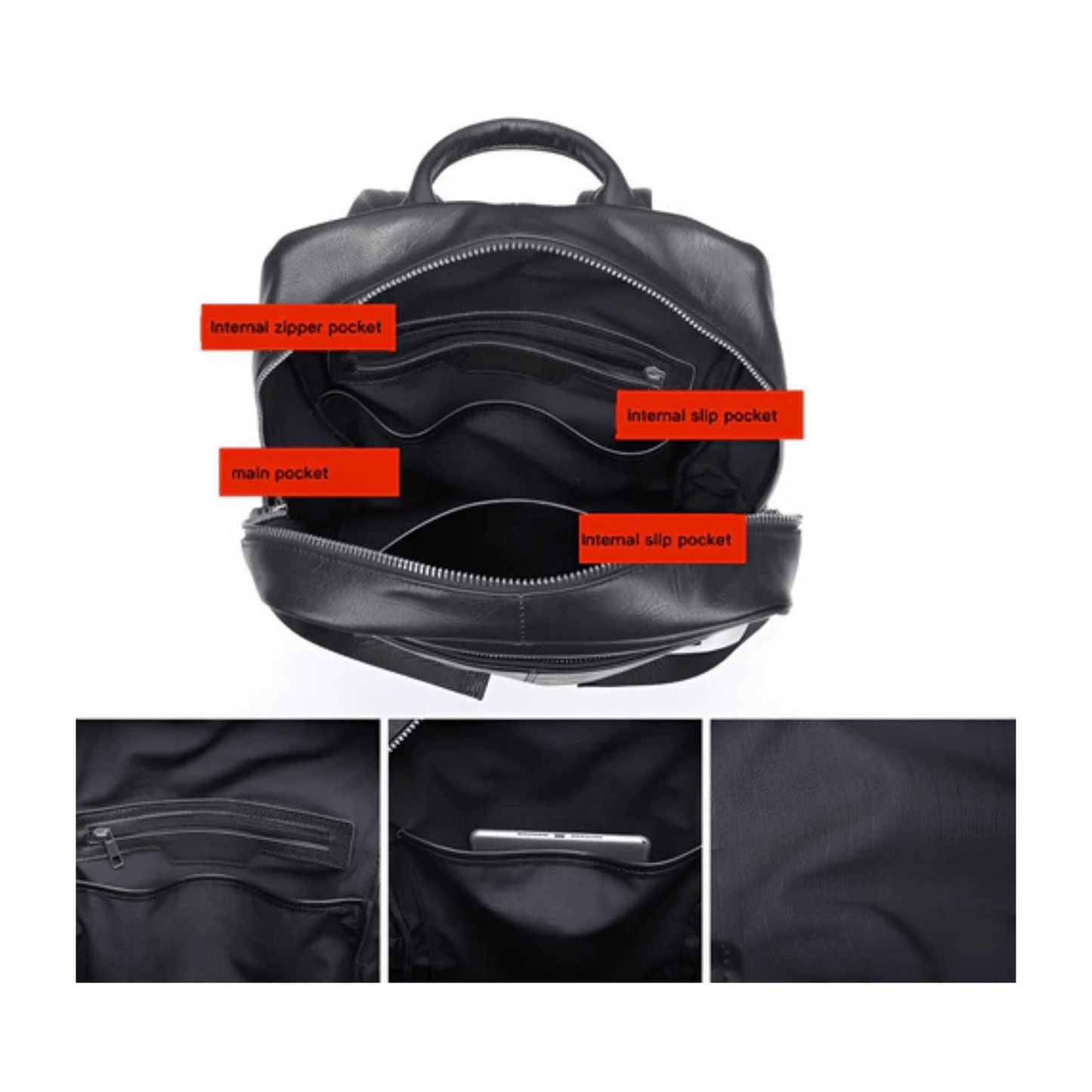 CarryQuest® - Leren Heren Schoudertas - Computertas - Satchelrugzak - Zwart