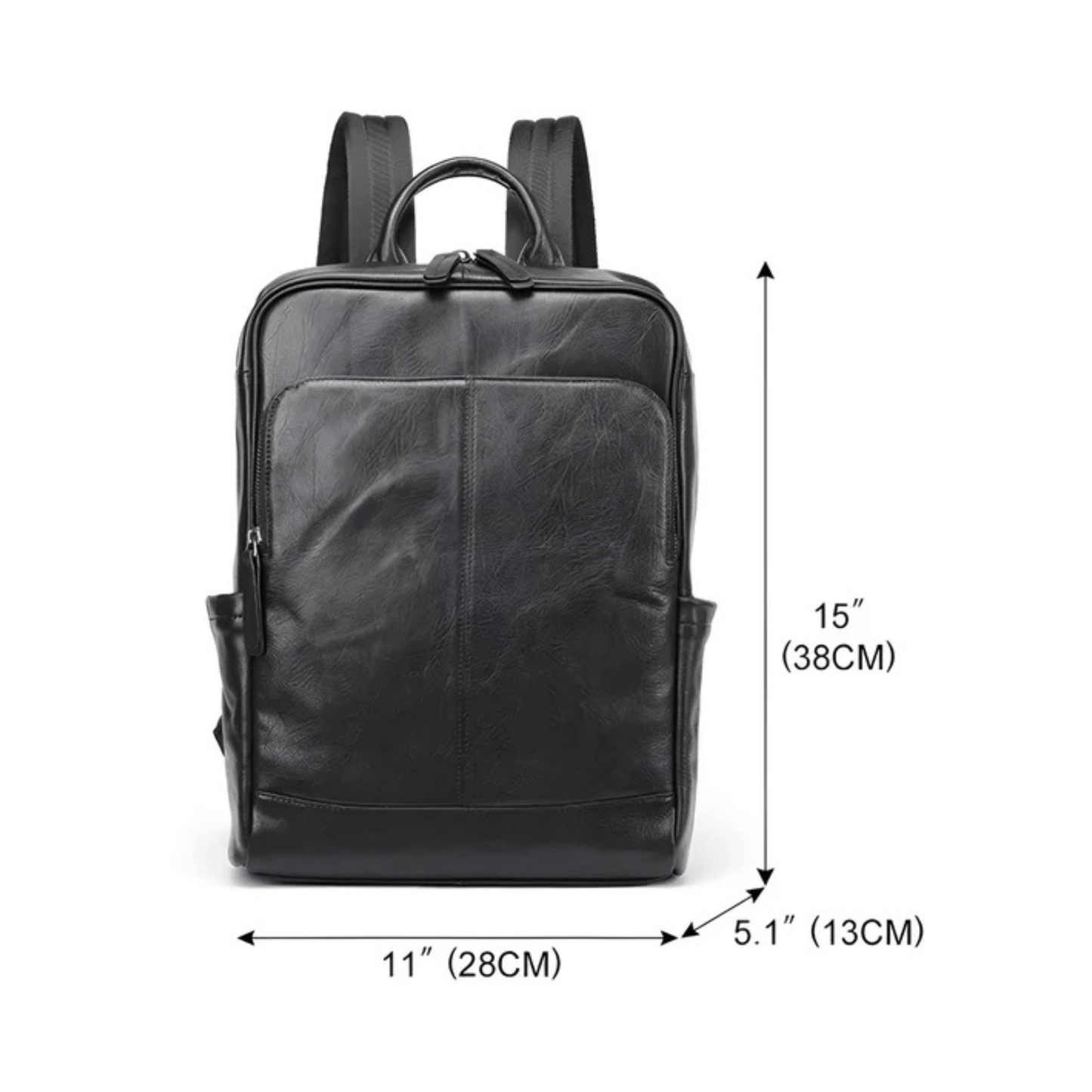 CarryQuest® - Leren Heren Schoudertas - Computertas - Satchelrugzak - Zwart