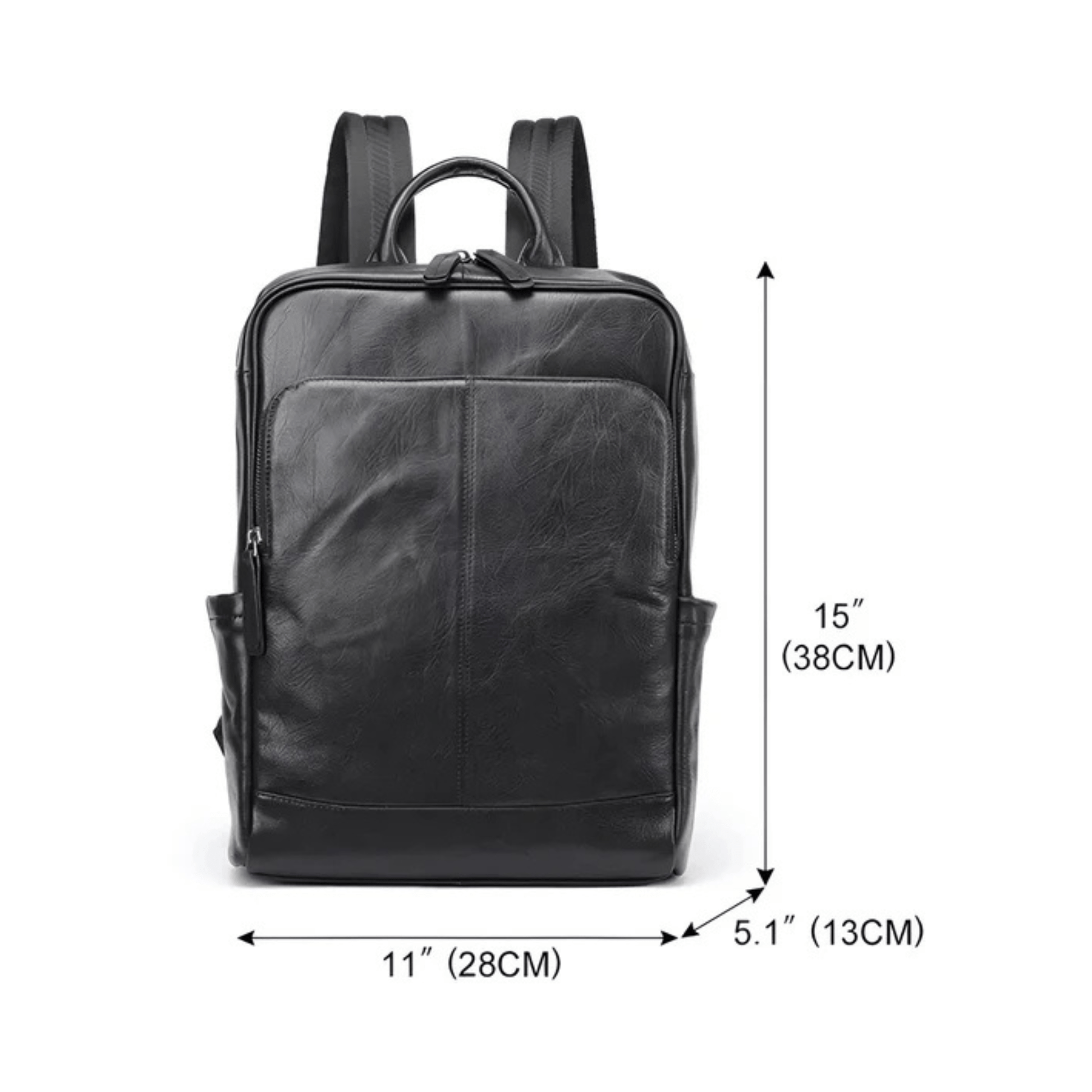 CarryQuest® - Leren Heren Schoudertas - Computertas - Satchelrugzak - Zwart