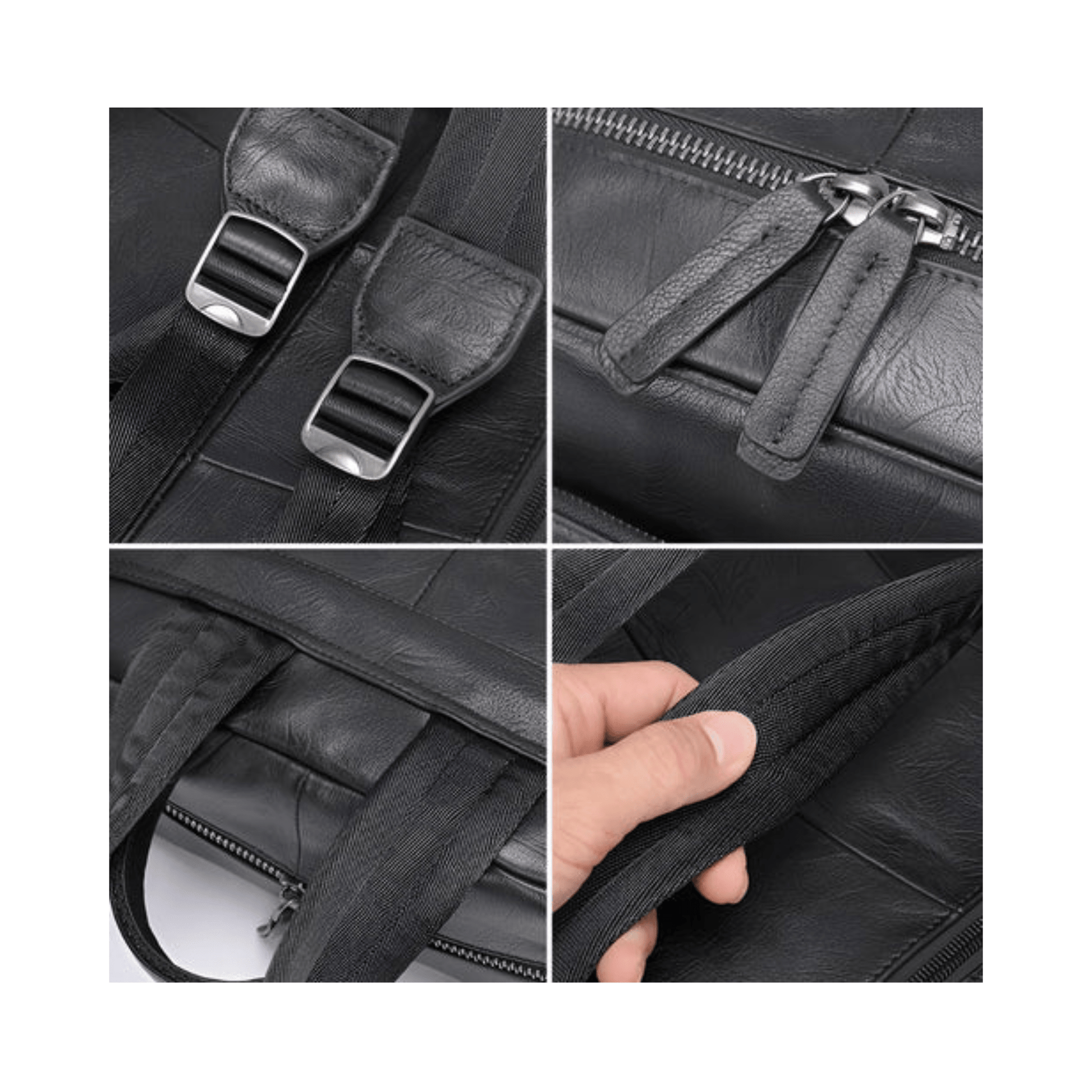 CarryQuest® - Leren Heren Schoudertas - Computertas - Satchelrugzak - Zwart