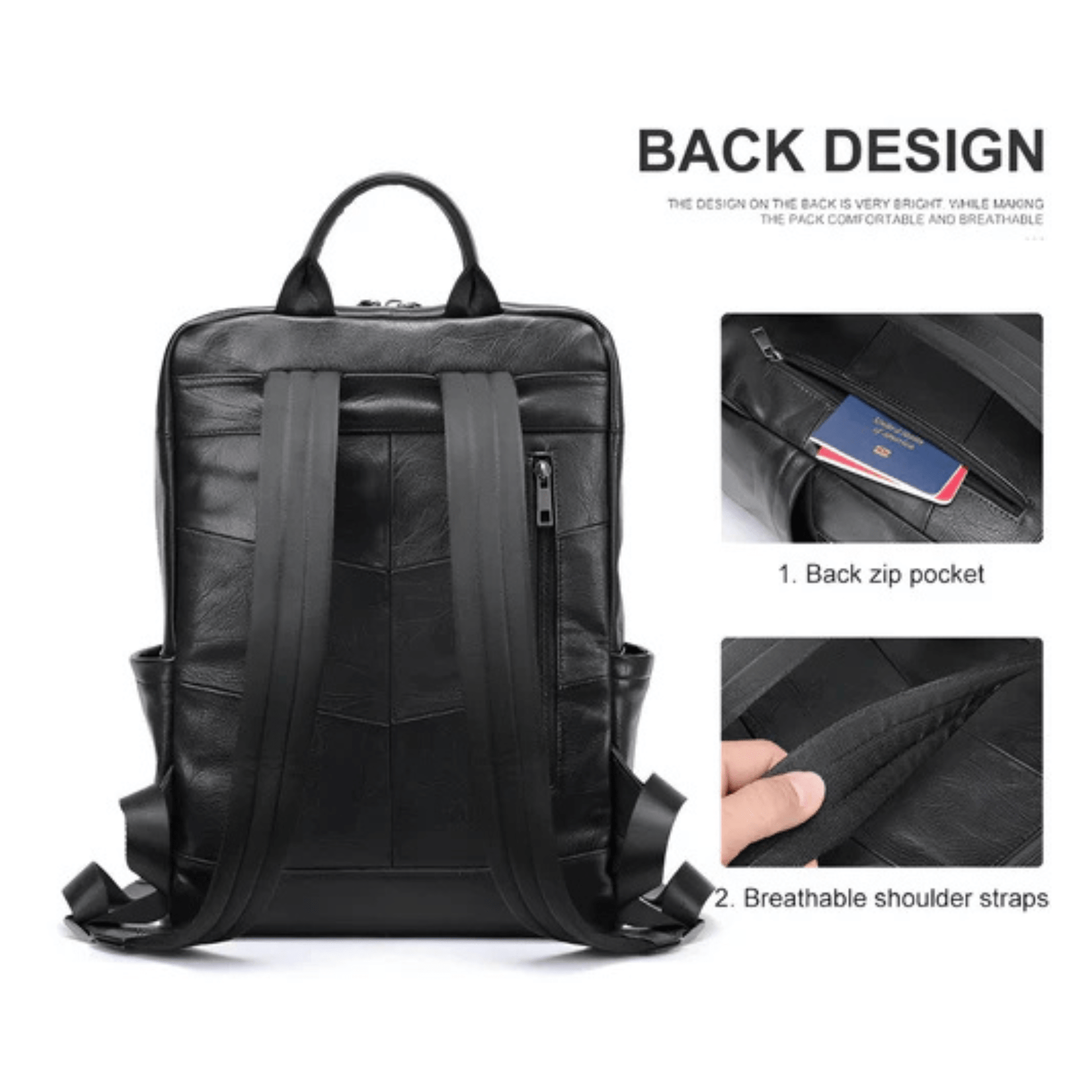 CarryQuest® - Leren Heren Schoudertas - Computertas - Satchelrugzak - Zwart