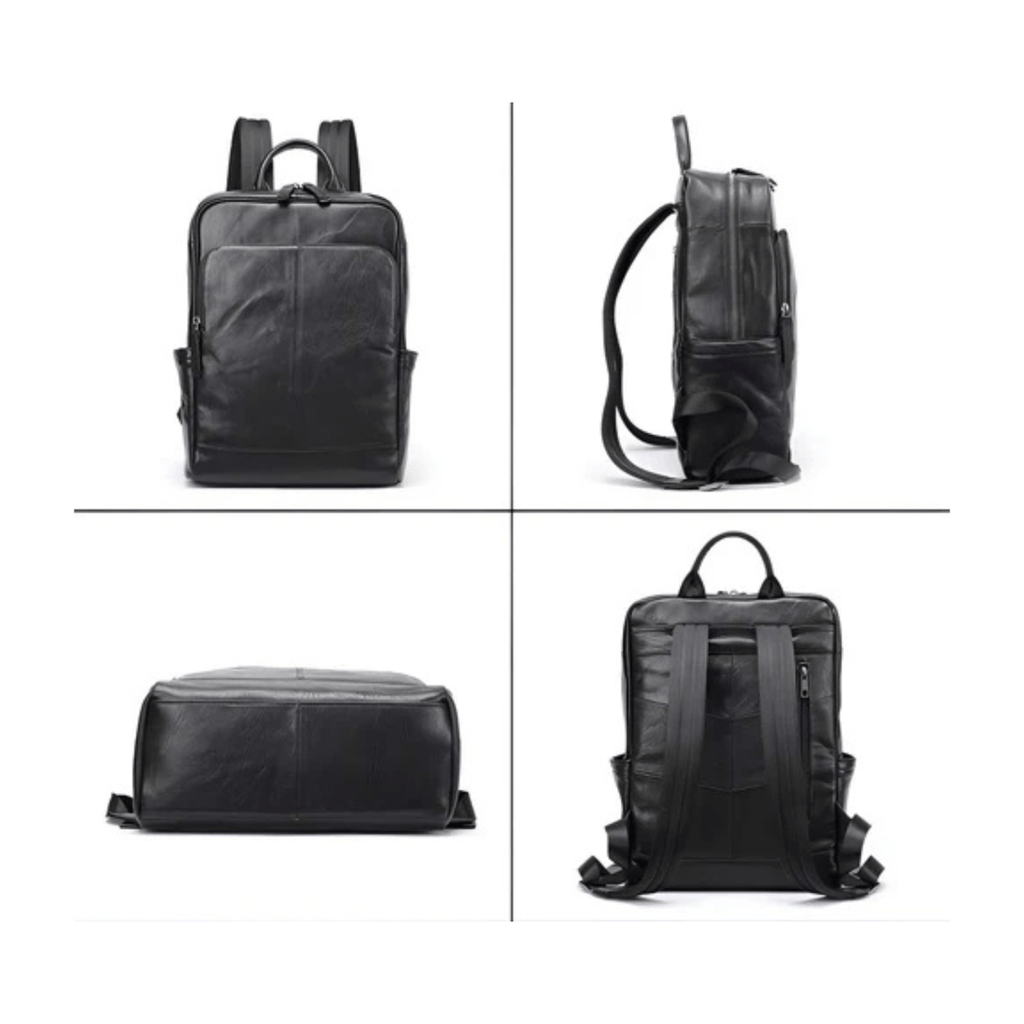 CarryQuest® - Leren Heren Schoudertas - Computertas - Satchelrugzak - Zwart