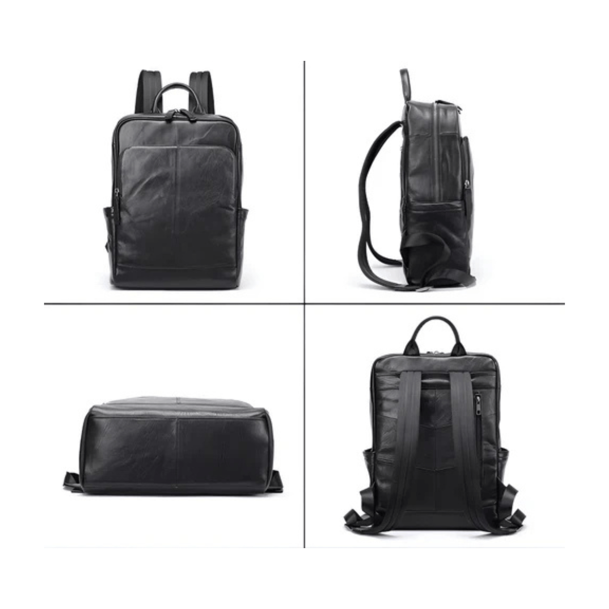 CarryQuest® - Leren Heren Schoudertas - Computertas - Satchelrugzak - Zwart