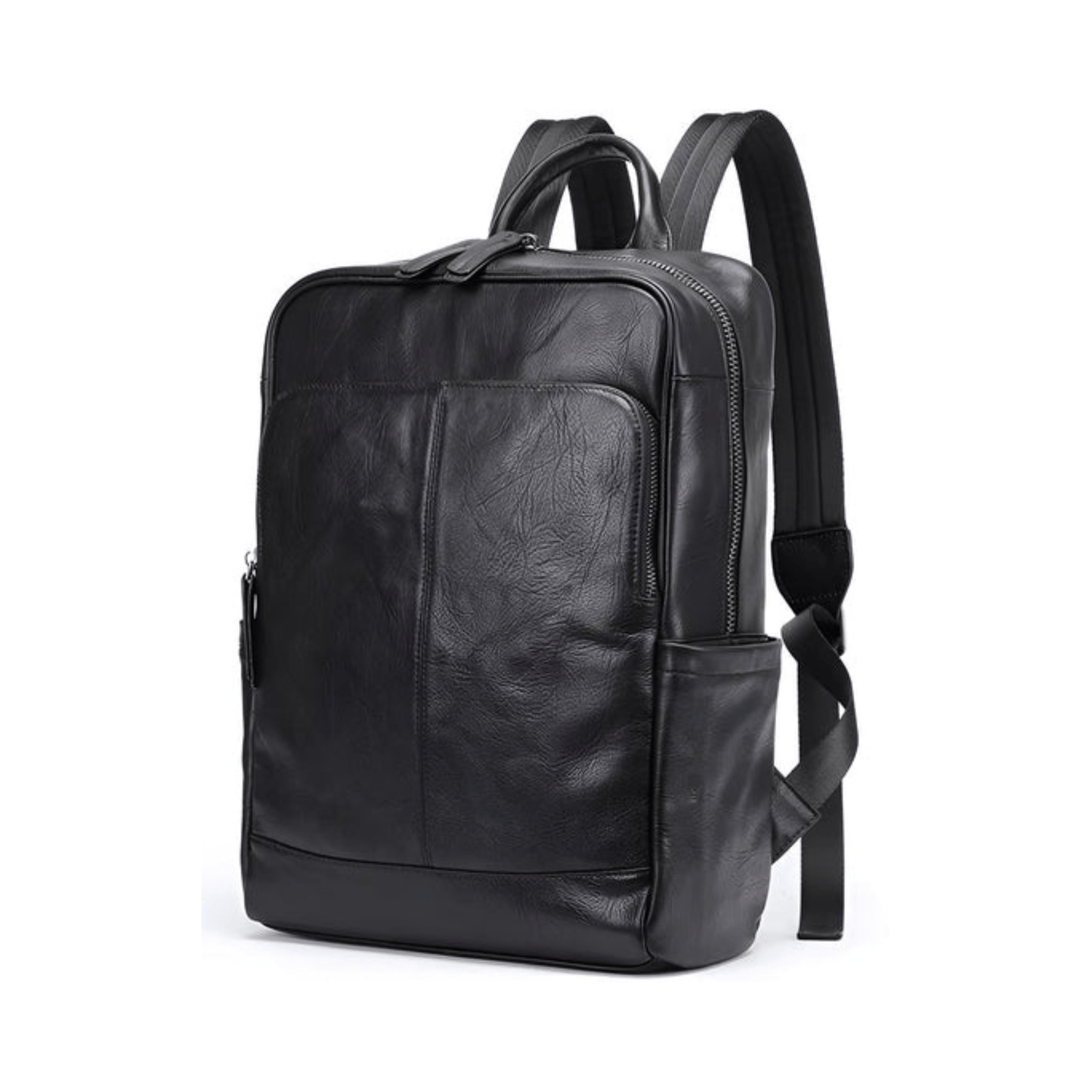 CarryQuest® - Leren Heren Schoudertas - Computertas - Satchelrugzak - Zwart