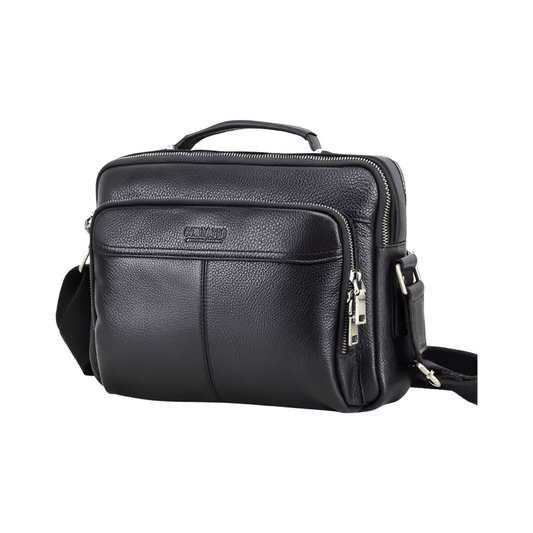 CarryQuest® - Leren Heren Schoudertas - Grote Capaciteit Handtassen - Koerierstas - Zwart