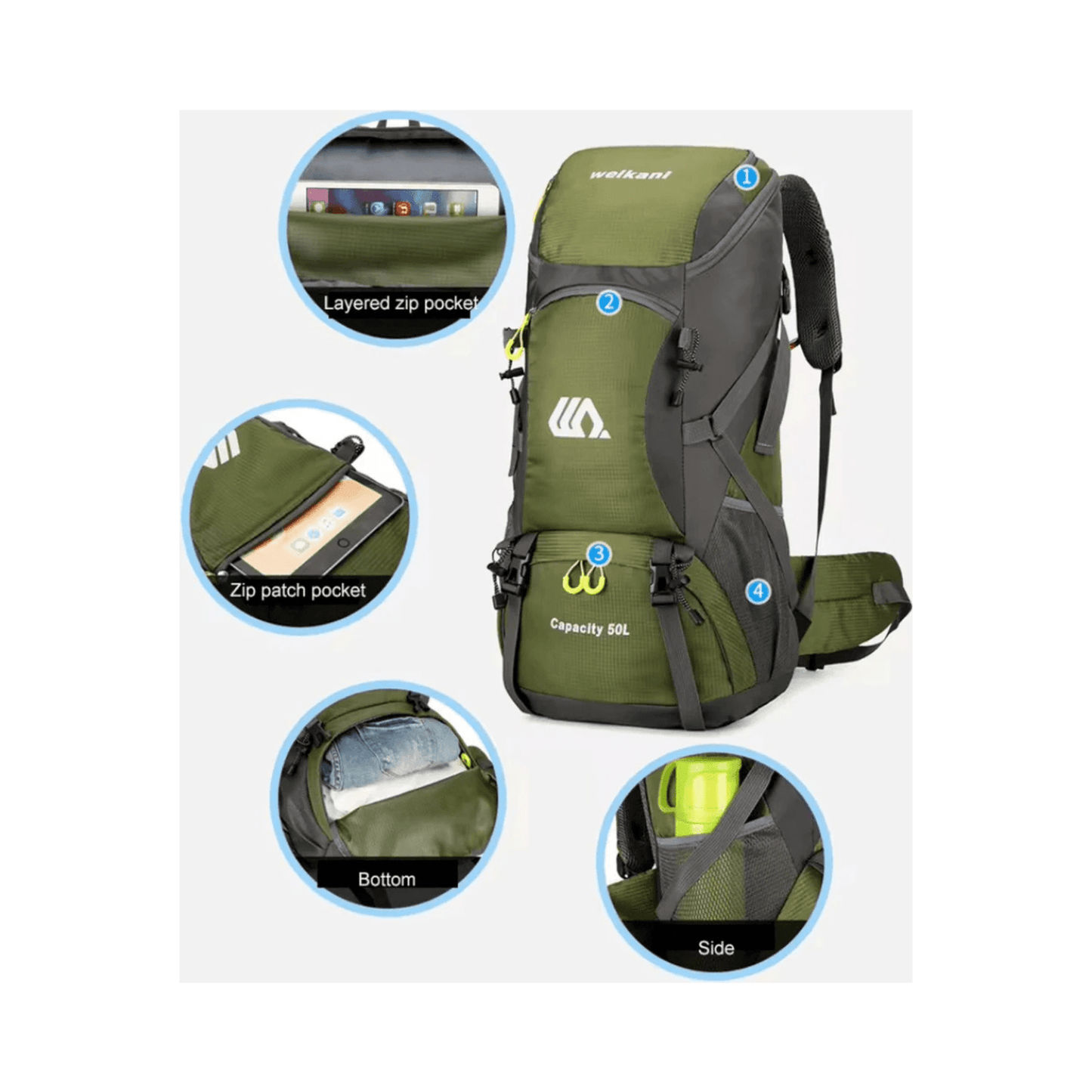 CarryQuest® - lichtgewicht - regenhoes - wandelrugzak - 50L - camping - ZwartCarryQuestsimple