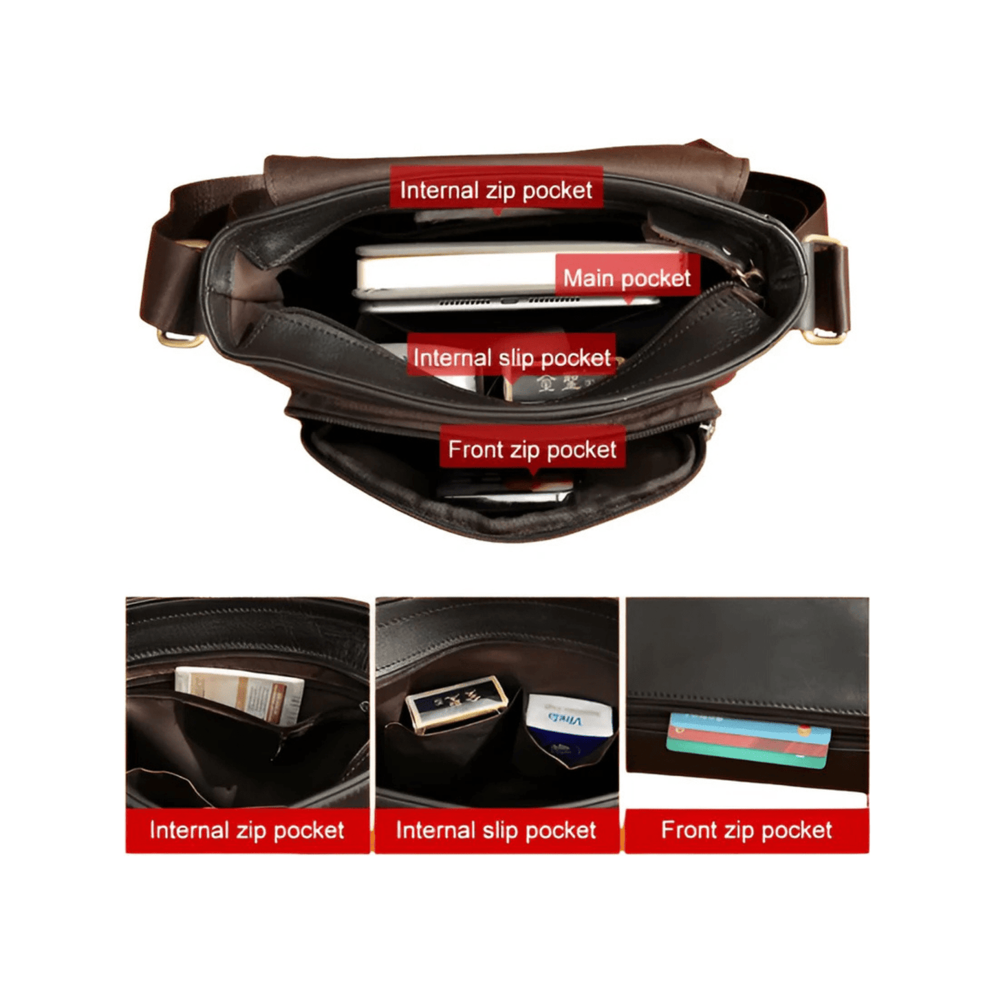 CarryQuest® - Mannen Schoudertas - Handtas Heren Sling Pack Voor Werk - Zwart