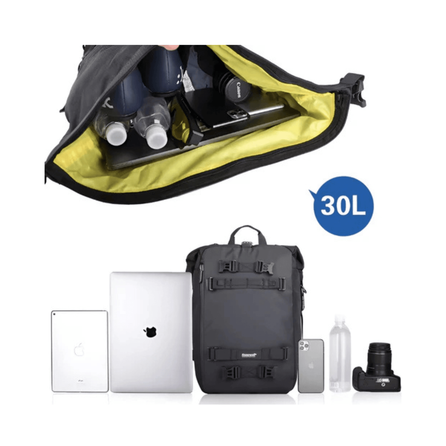 CarryQuest® - Motor Achter Tas 30L Waterdicht - Zijbagage Tas rugzak - 30L - Zwart