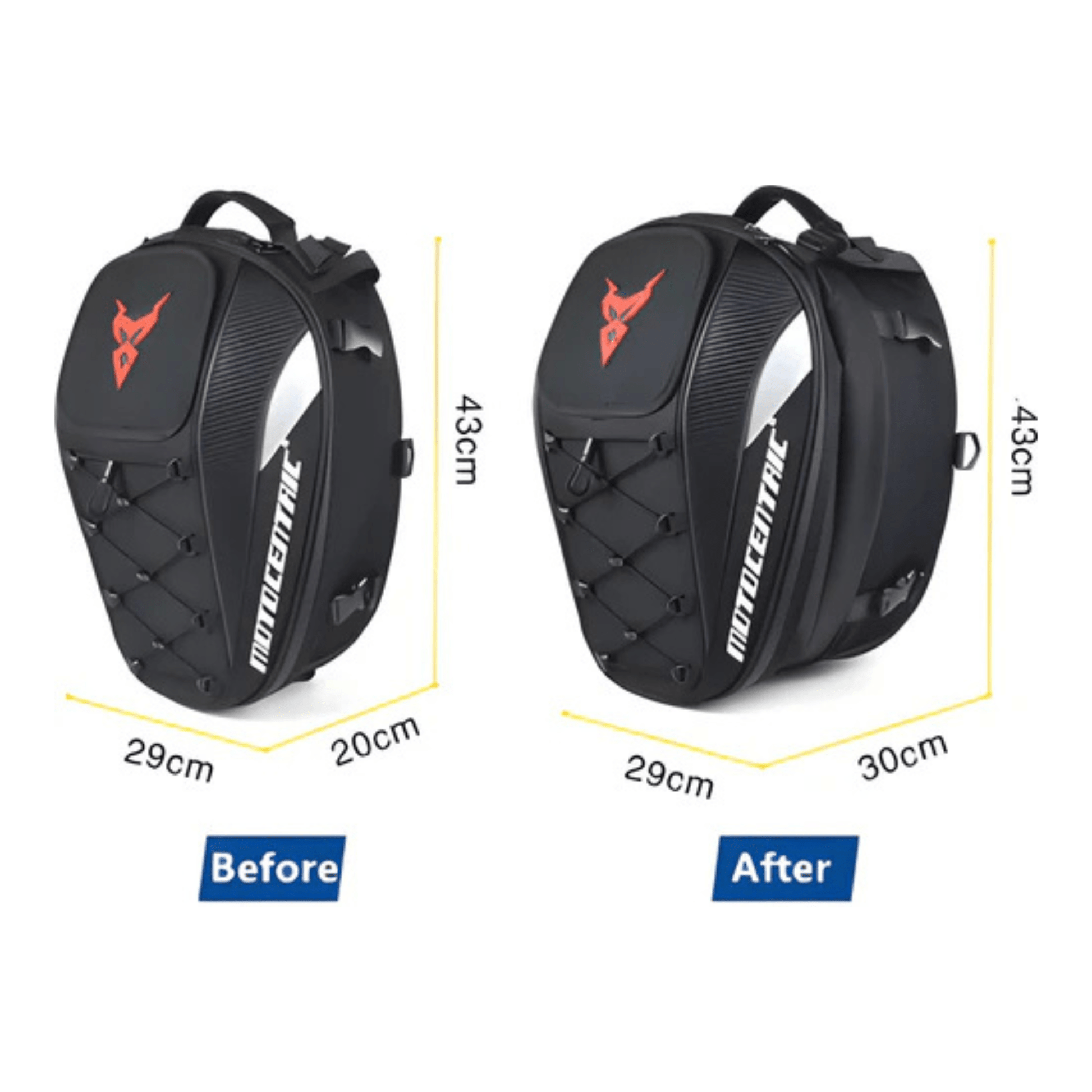 CarryQuest® - Motor Rugzak - Motor Zadeltas en Motor Rugzak - Motorhelm Tas - 48L - Staarttas - Handtas - Zwart / Rood