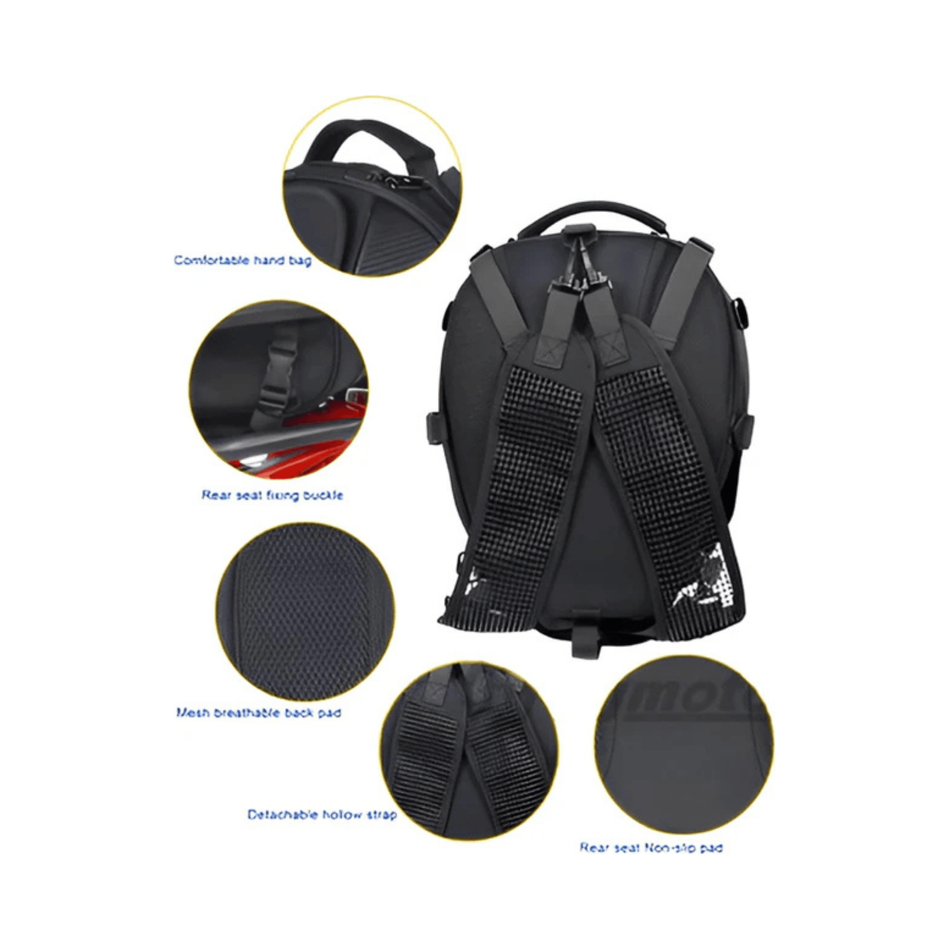 CarryQuest® - Motor Rugzak - Motor Zadeltas en Motor Rugzak - Motorhelm Tas - 48L - Staarttas - Handtas - Zwart / Rood