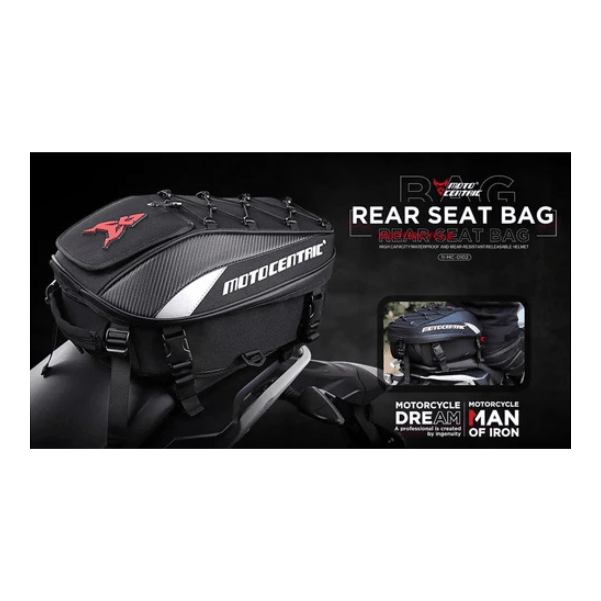 CarryQuest® - Motor Rugzak - Motor Zadeltas en Motor Rugzak - Motorhelm Tas - 48L - Staarttas - Handtas - Zwart / Rood