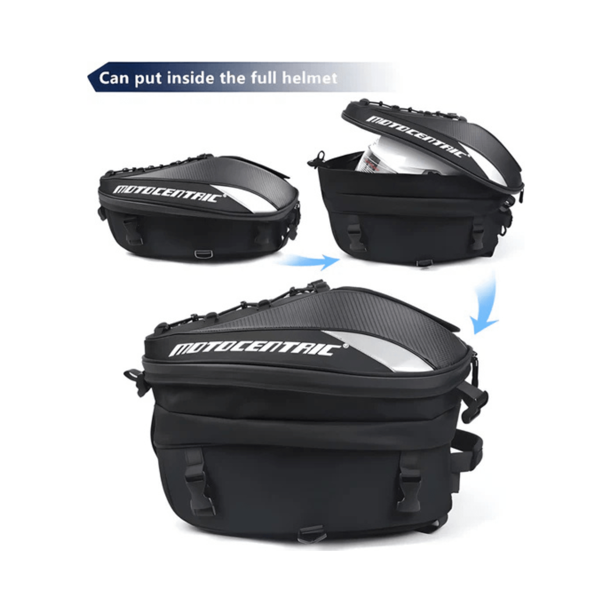 CarryQuest® - Motor Rugzak - Motor Zadeltas en Motor Rugzak - Motorhelm Tas - 48L - Staarttas - Handtas - Zwart / Rood