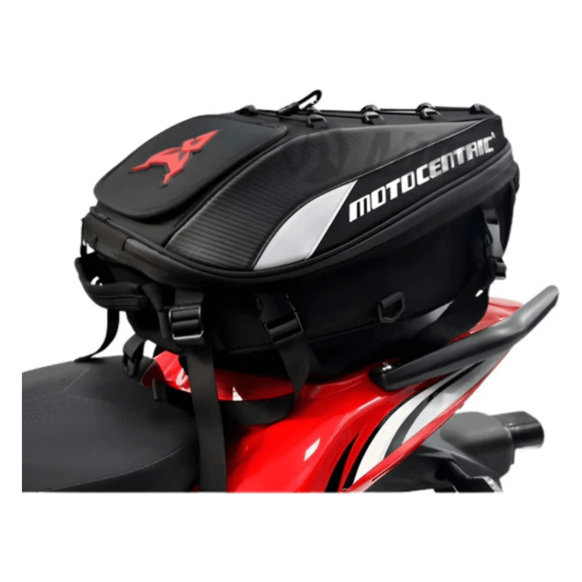 CarryQuest® - Motor Rugzak - Motor Zadeltas en Motor Rugzak - Motorhelm Tas - 48L - Staarttas - Handtas - Zwart / Rood