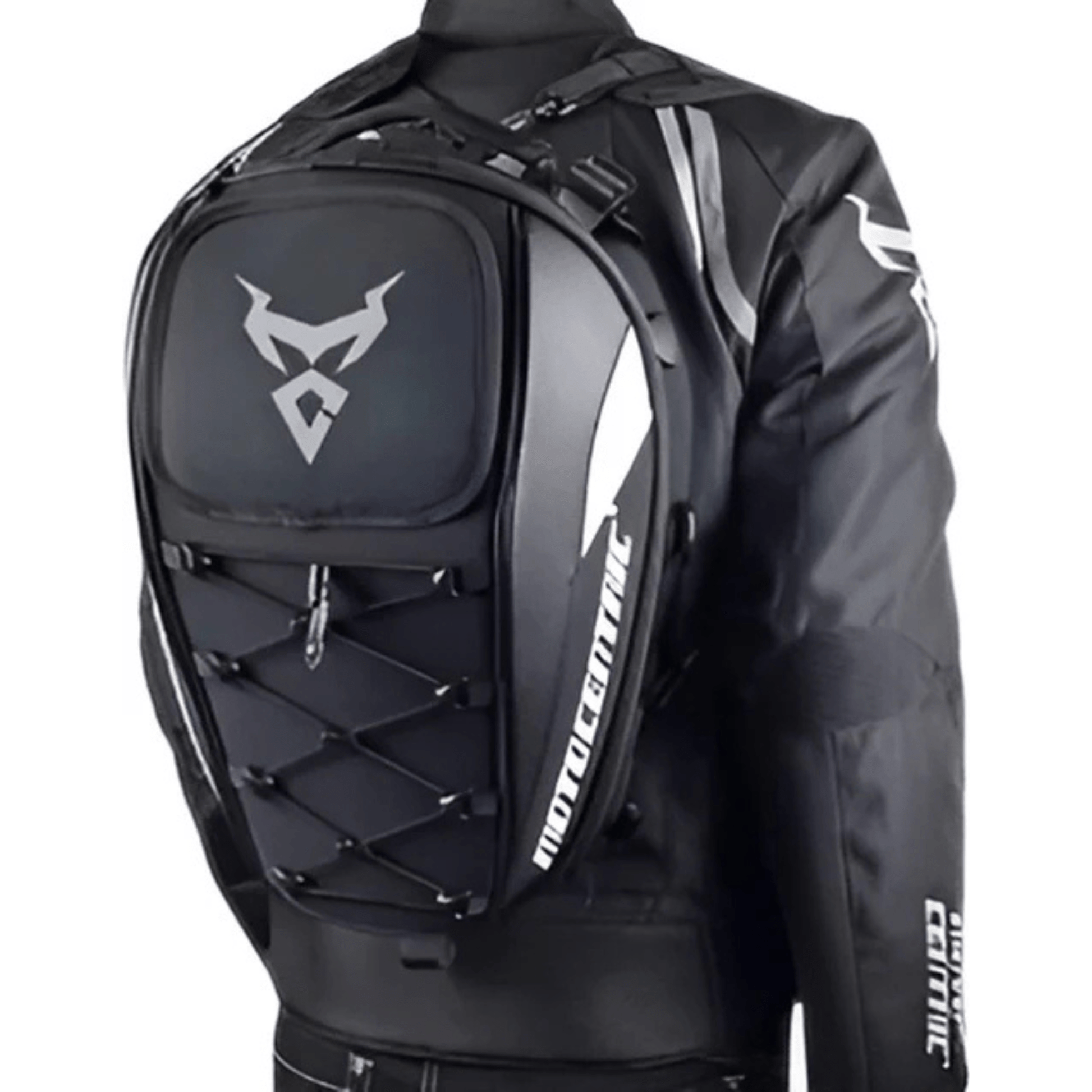 CarryQuest® - Motor Rugzak - Motor Zadeltas en Motor Rugzak - Motorhelm Tas - 48L - Staarttas - Handtas - Zwart/Grijs