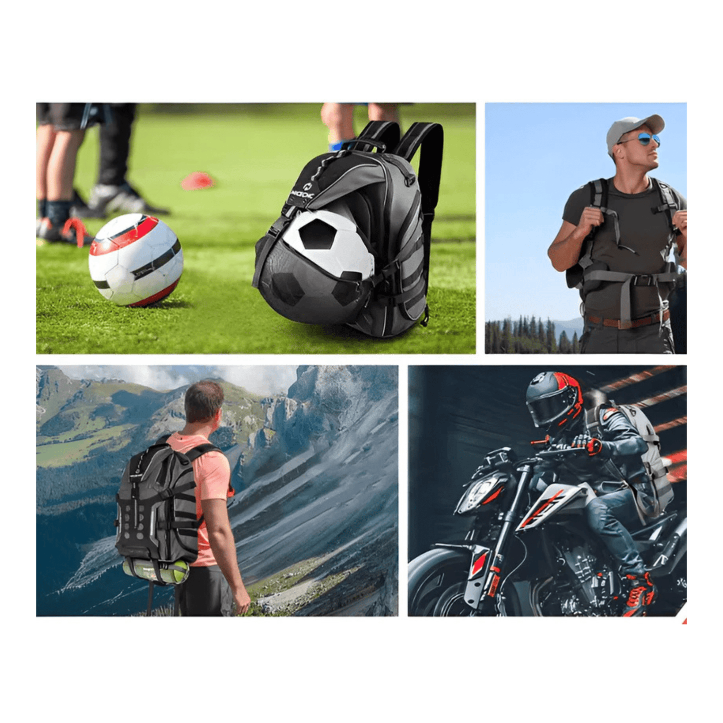 CarryQuest® - Motor Rugzak - Motorfiets Rugzak - Waterdicht 35L met USB Oplaadpoort - Zwart