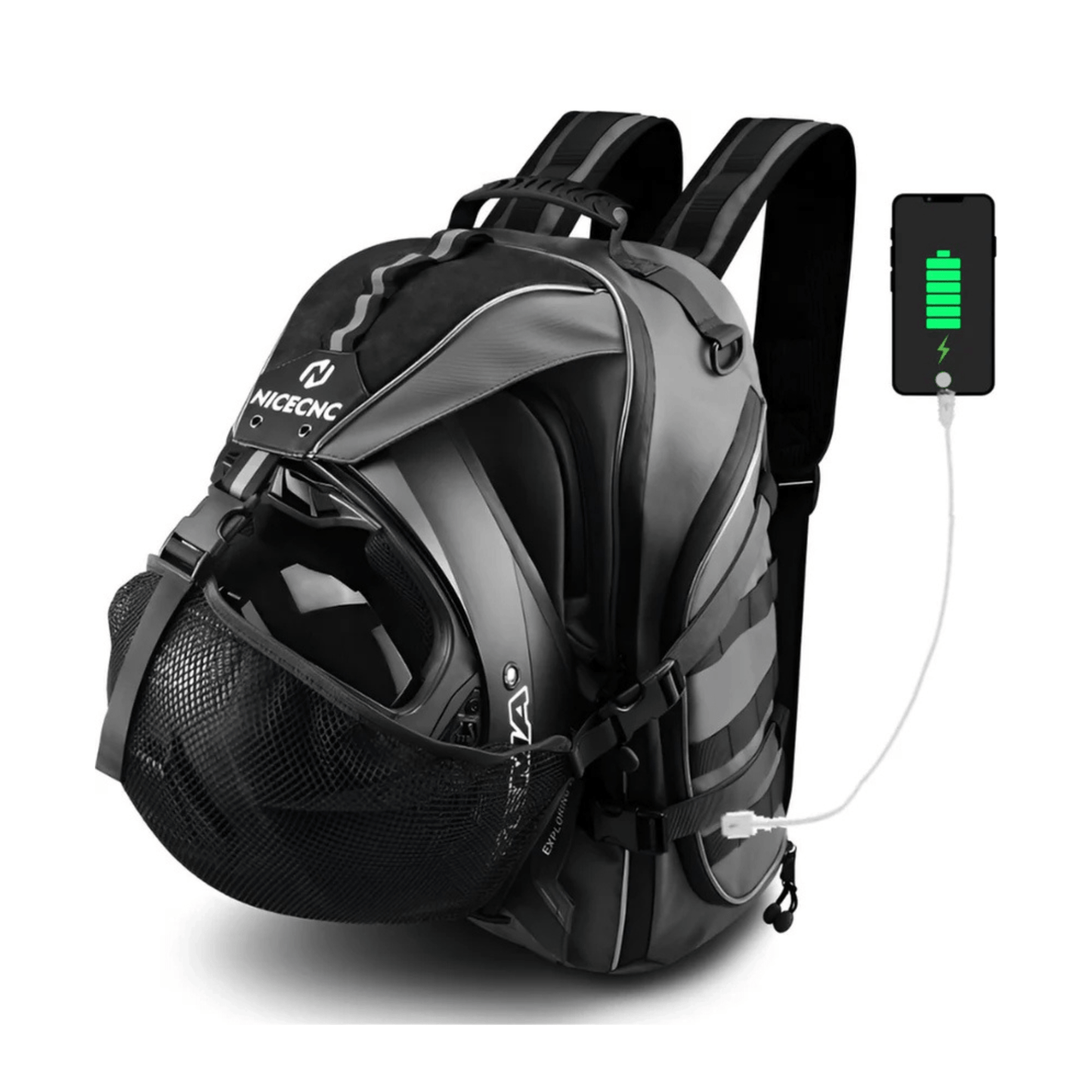 CarryQuest® - Motor Rugzak - Motorfiets Rugzak - Waterdicht 35L met USB Oplaadpoort - Zwart