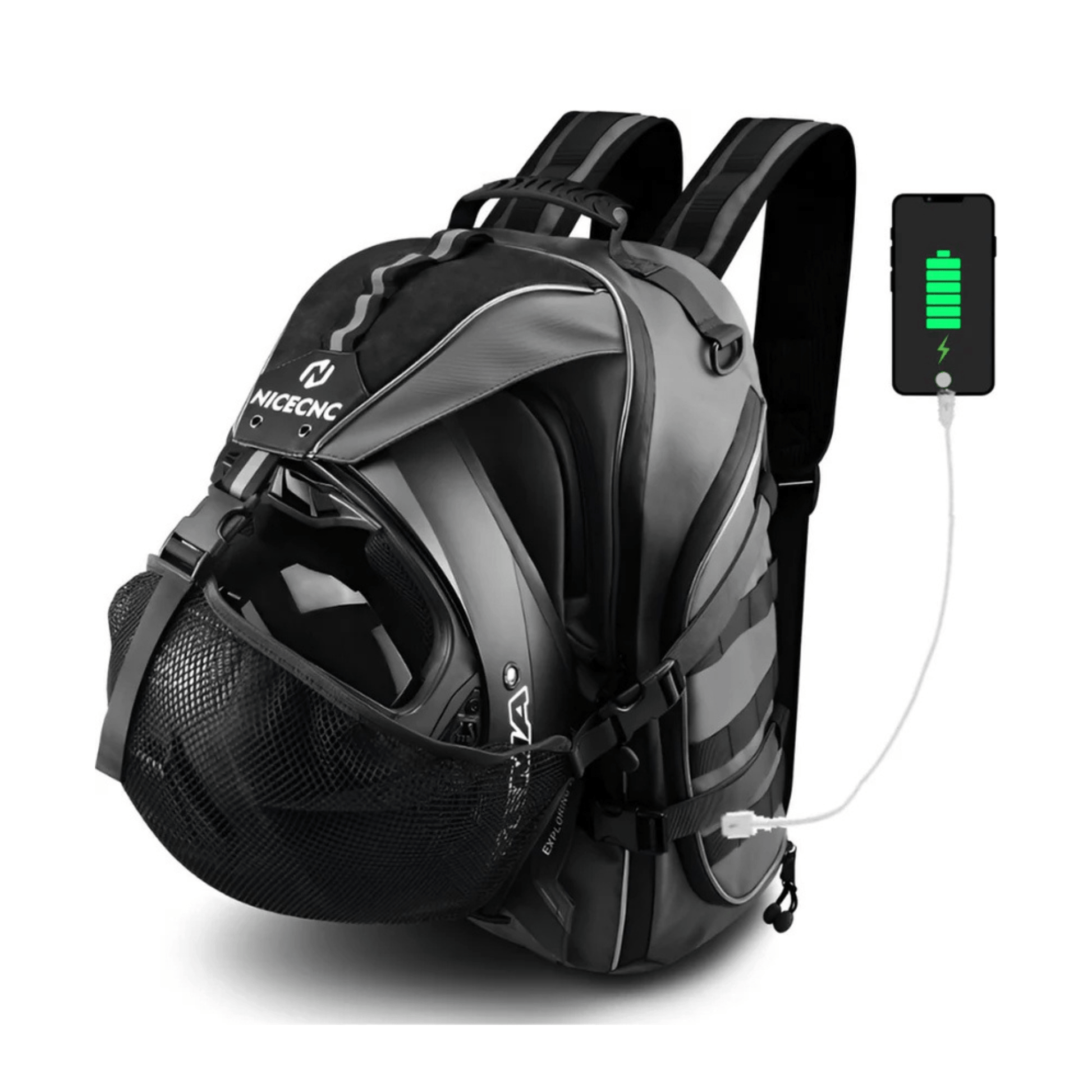 CarryQuest® - Motor Rugzak - Motorfiets Rugzak - Waterdicht 35L met USB Oplaadpoort - Zwart