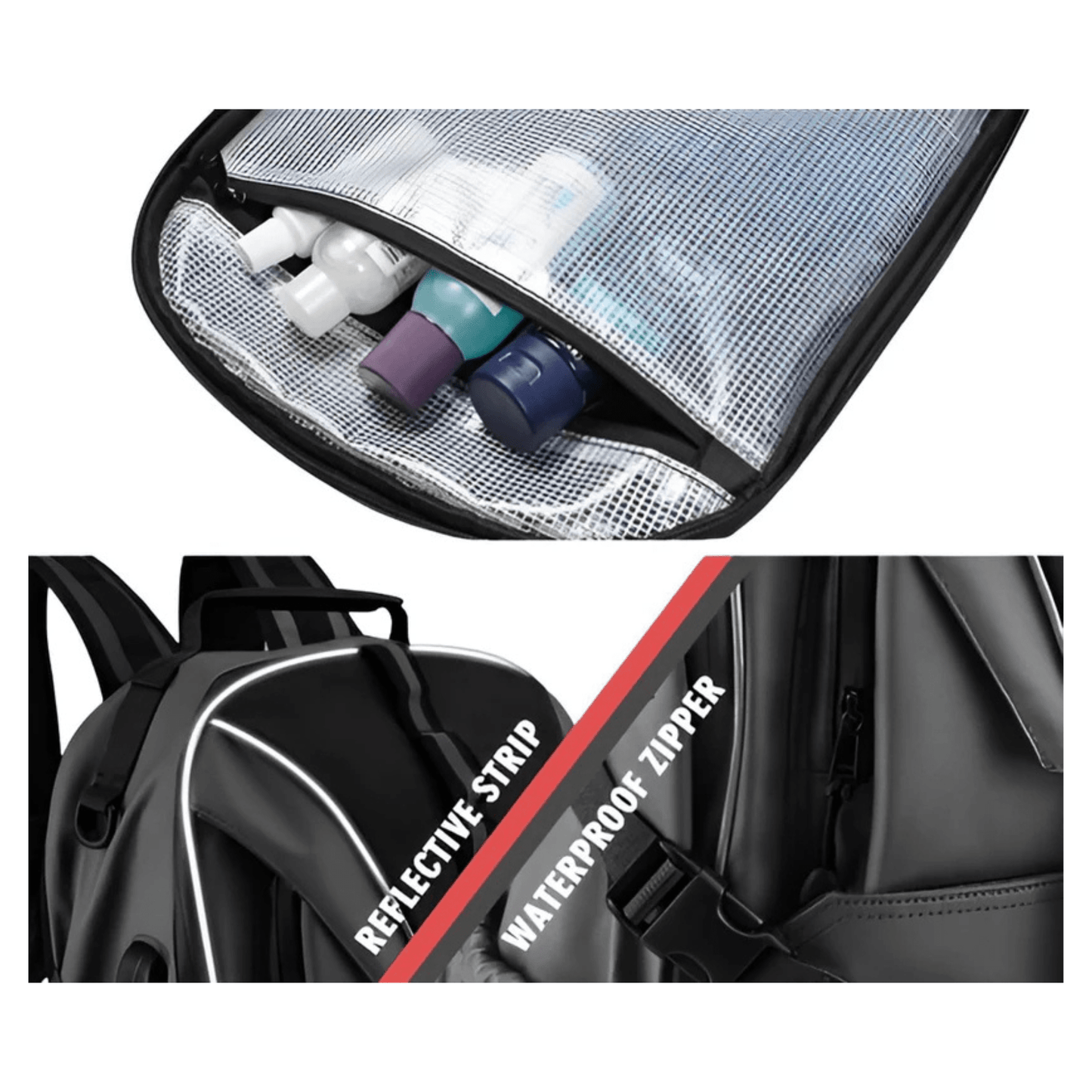 CarryQuest® - Motor Rugzak - Motorfiets Rugzak - Waterdicht 35L met USB Oplaadpoort - Zwart