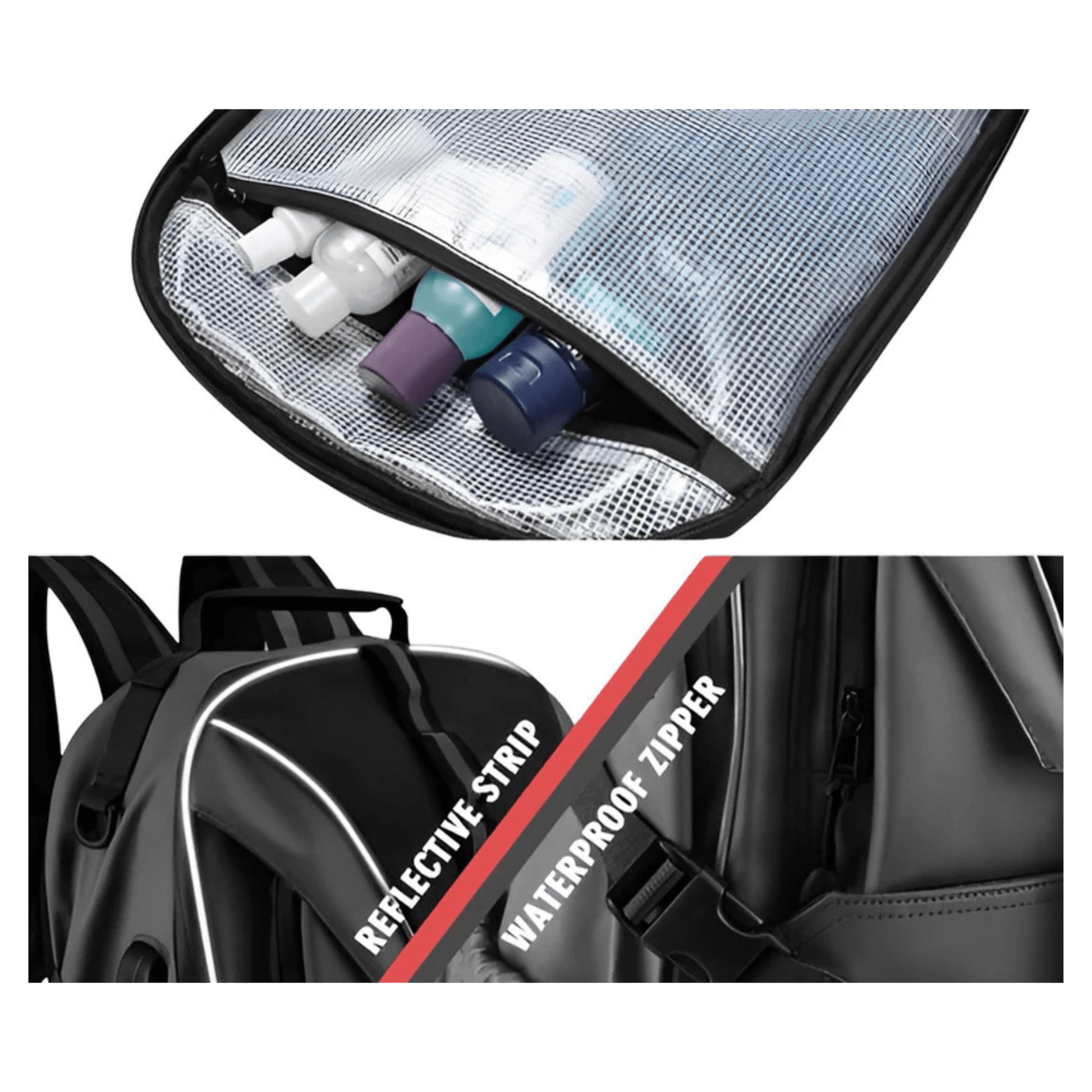 CarryQuest® - Motor Rugzak - Motorfiets Rugzak - Waterdicht 35L met USB Oplaadpoort - Zwart