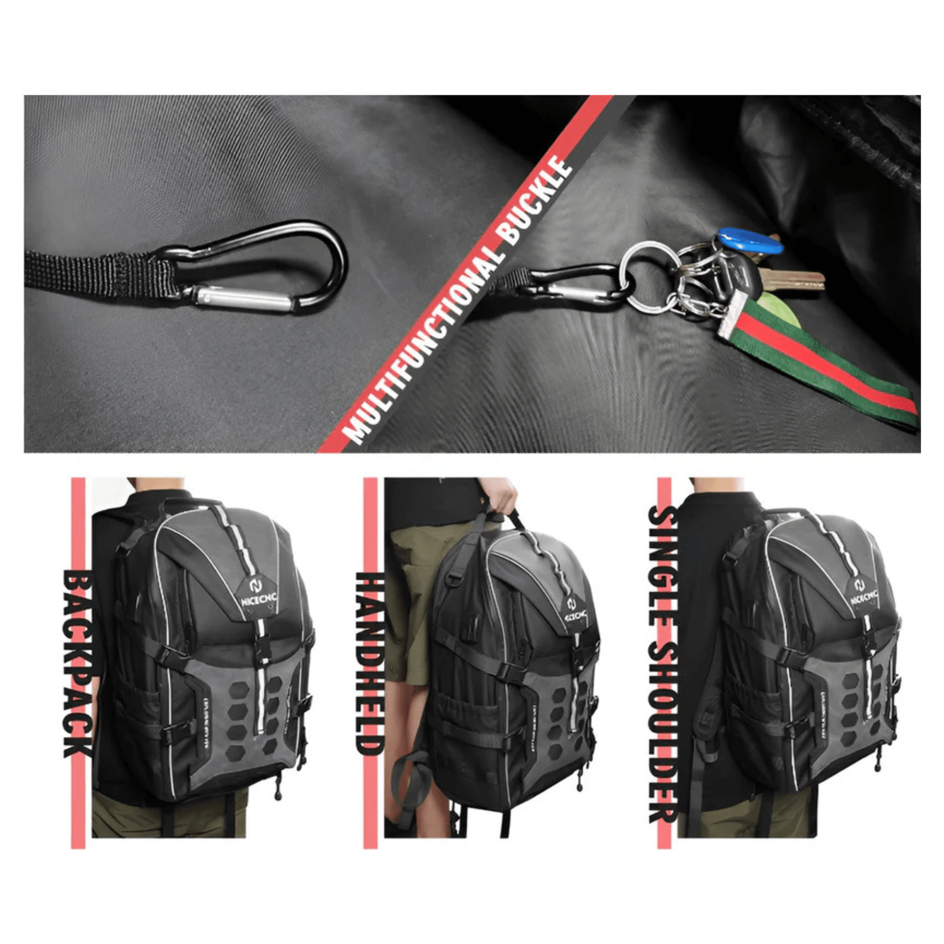 CarryQuest® - Motor Rugzak - Motorfiets Rugzak - Waterdicht 35L met USB Oplaadpoort - Zwart
