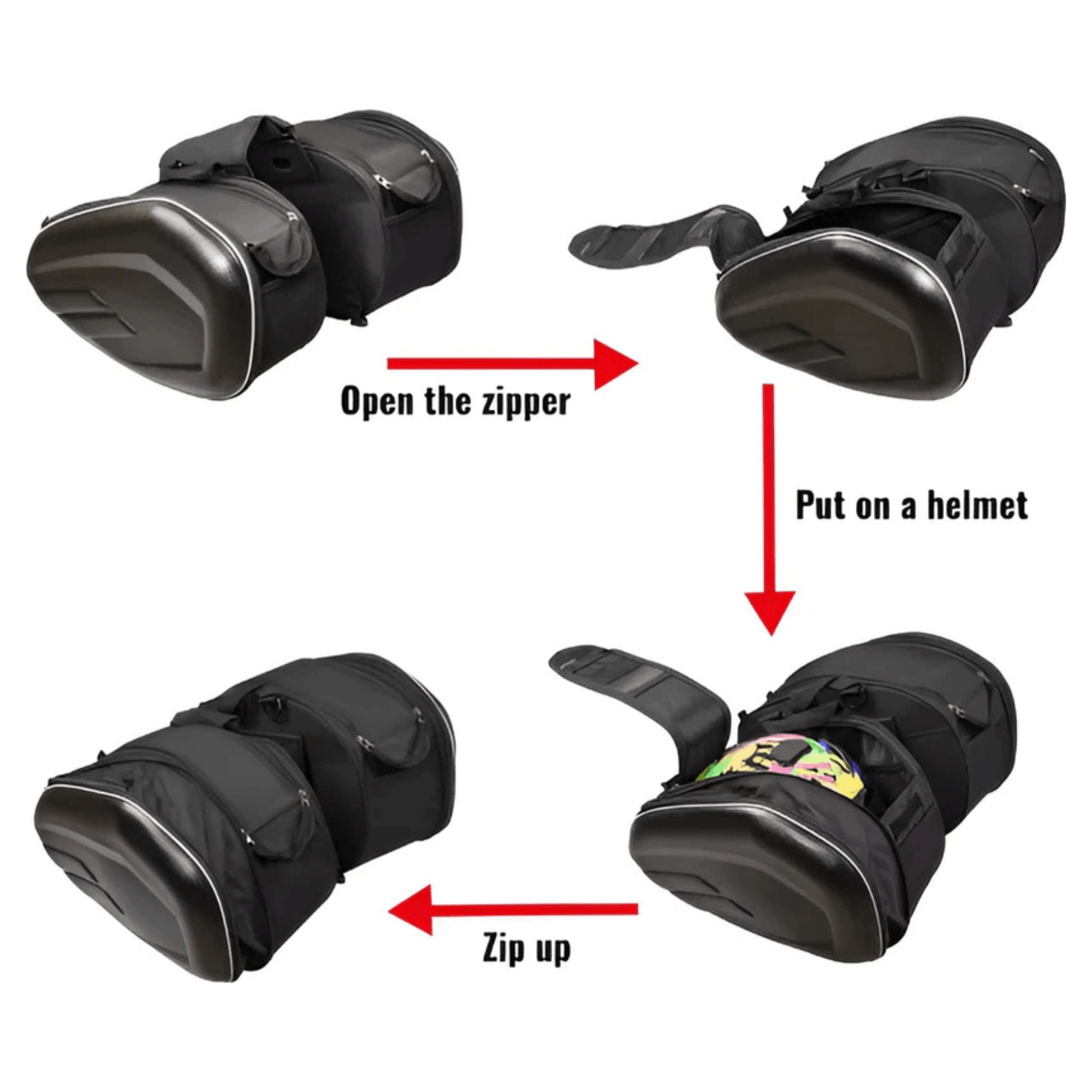 CarryQuest® - Motor Rugzak - Universele Motorfiets Tas - Motorrugzak - 36L - 58L Capaciteit - Zwart