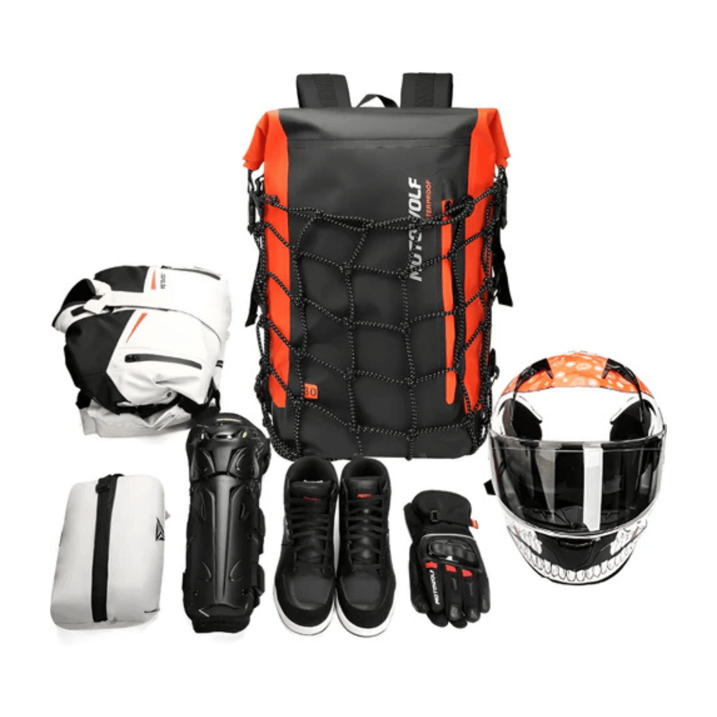 CarryQuest® - Motor Rugzak - Waterdichte Motorfiets Rugzak - 30 - Liter - 500D Oxford Stof - OranjeCarryQuestsimple