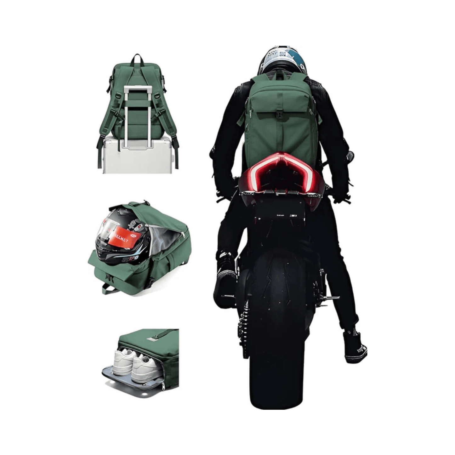 CarryQuest® - Motor Rugzak - Waterdichte Rugzak - Duurzaam Nylon - Comfortabele Schouderbanden - GroenCarryQuestsimple